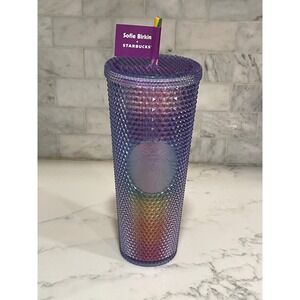 Starbucks Sofie Birkin Studded Tumbler 24 oz Iridescent Cold Cup Limited Edition